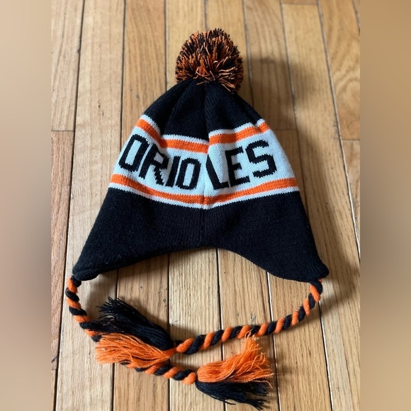 Baltimore Orioles Knit Ski Snow Winter Cap Hat Beanie Puff Ball - Picture 4 of 4